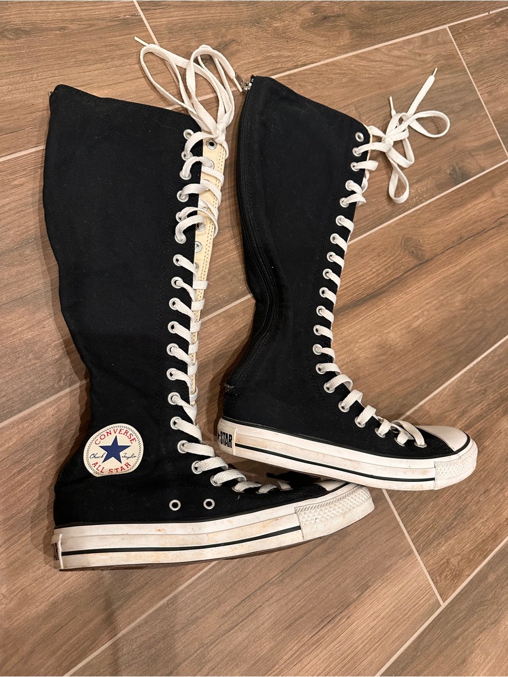 Converse XXHi Black Knee High Lace Up Sneaker Boots Womens 8